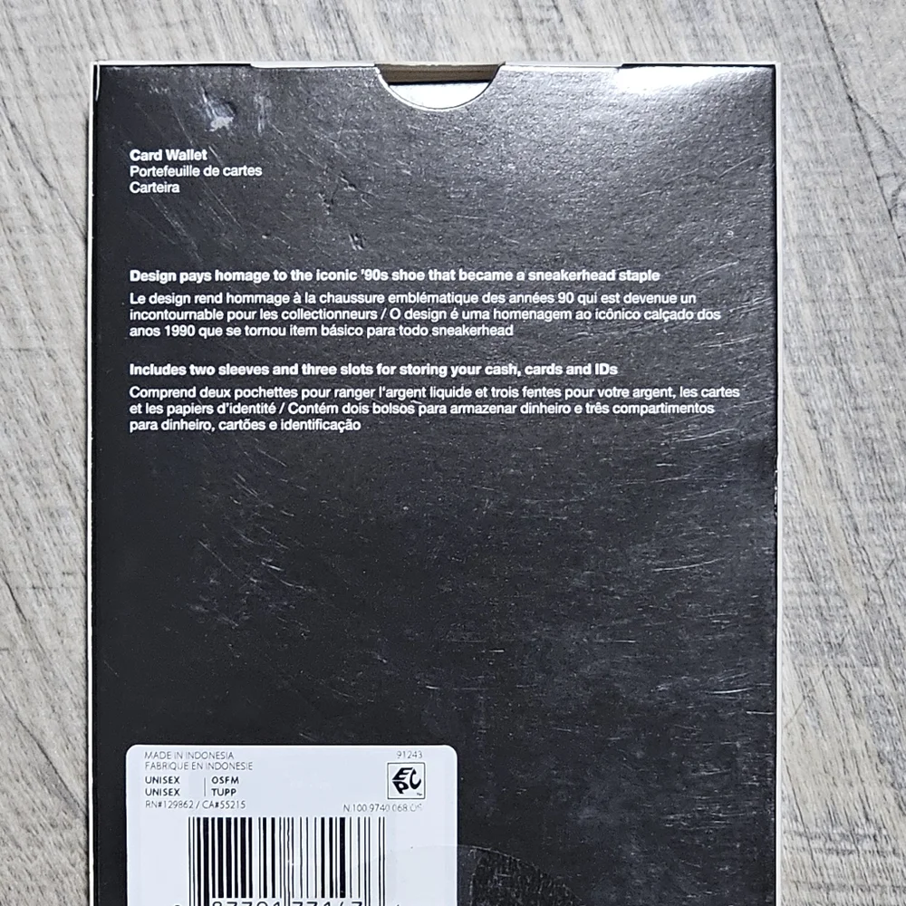 NEW! Nike Air Max 90 Infrared Card Wallet Grey White Leather Icon 5 Slots Swoosh